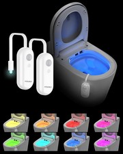 2-Pack Toilet Night Light Motion Sensor Activated, Rechargeable RGB Toilet Bowl