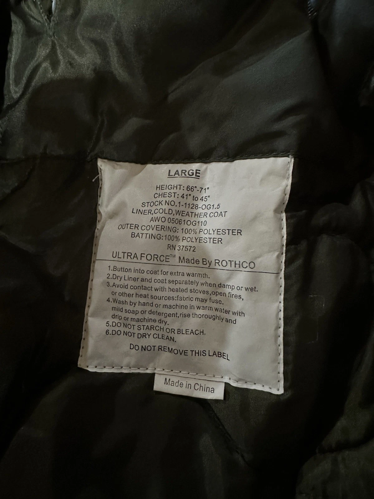 Vintage USGI M-65 Fishtail Parka Shell & Hood w/ Rothco Liner - Size Large image 5