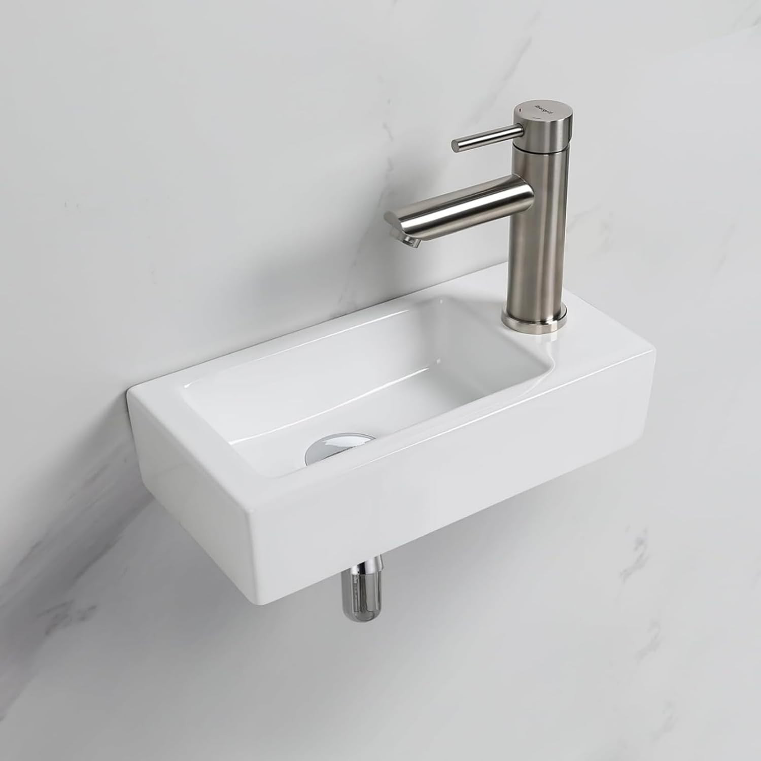 Lavabo Bagno Piccolo M41102-R Ceramica 37cm Foro Sinistro