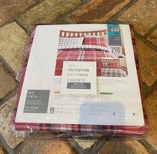 Next King Size Duvet Cover + 2 Pillowcases Red Check,reversible