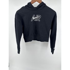 Nike Air Cropped Hoodie Sweatshirt Black Size L Pullover Long Sleeve