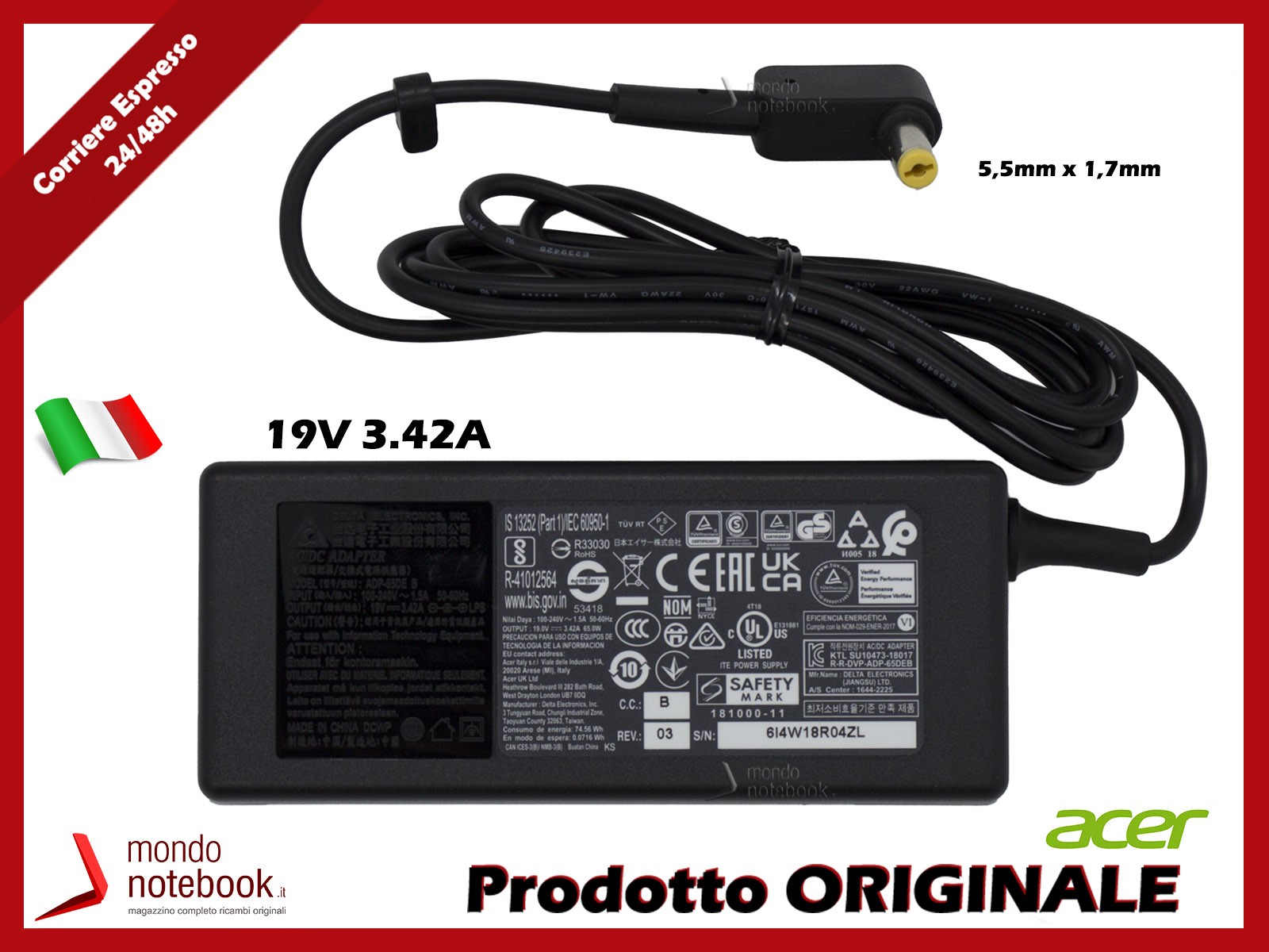 Unité Alimentation Original pour Packard Bell Easynote TJ66 - 65W 19V 3,42A ( - Image 14