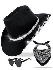 JICASTO Cowboy Hat for Women Men 6 Sparkly Stars Brim One Size, Black
