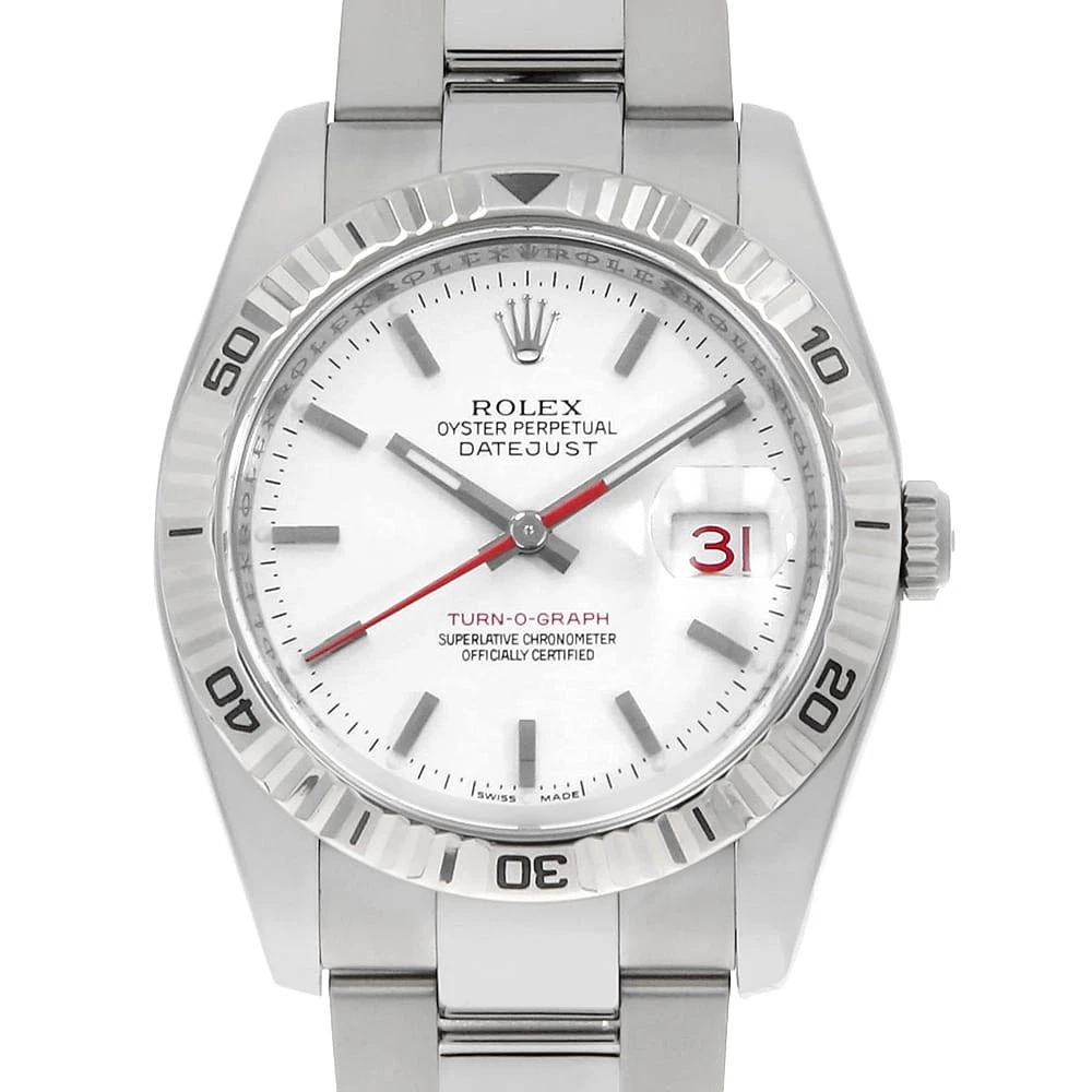 Rolex — ROLEX Ternograph 116264 white 3 row oyster bracelet F Number second hand mens