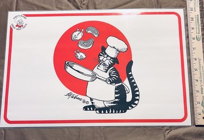 B. Kliban Placemat Cat W/ Skillet Chef s Blend Great Meat Taste Promotional Item