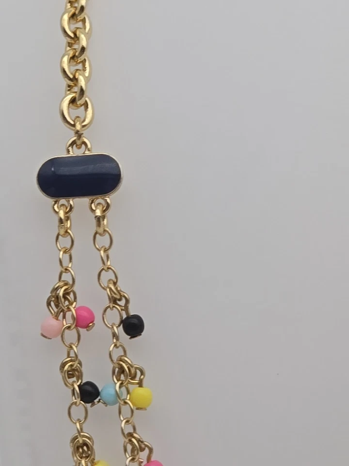 Talbots Festive Multicolored Double Stranded Long Gold Tone Necklace - Image 2 of 4