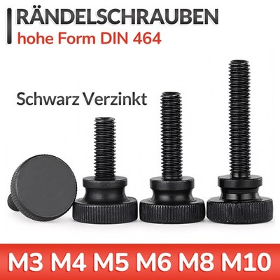 Rändelschrauben hohe Form DIN 464 Schwarz Verzinkt M3 M4 M5 M6 M8 M10