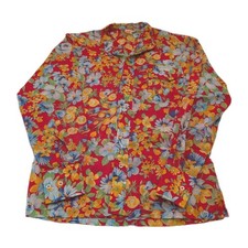 Skyr Vintage 1970  s Women's Nylon Button Down Shirt Floral Print