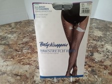 Body Wrappers A64 TotalSTRETCH Rhinestone Seamed Fishnet Tights S/M Black NWT