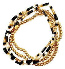 Gold, Black, White Bead Fashion Stretch Bracelets Set of 4 Women's Bracelet