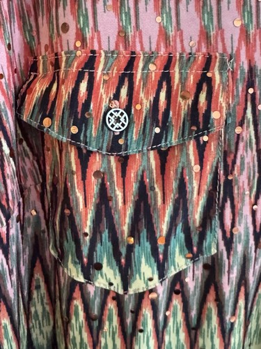 Cathy Daniels Women's Top Sz XL Diamond Pattern Retro Sequin Stretchy Blouse - Picture 3 of 10
