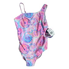 Andy  Evan Swim Girls One Piece Swimsuit Pink Swirl UPF 50 L 12/14 NWT