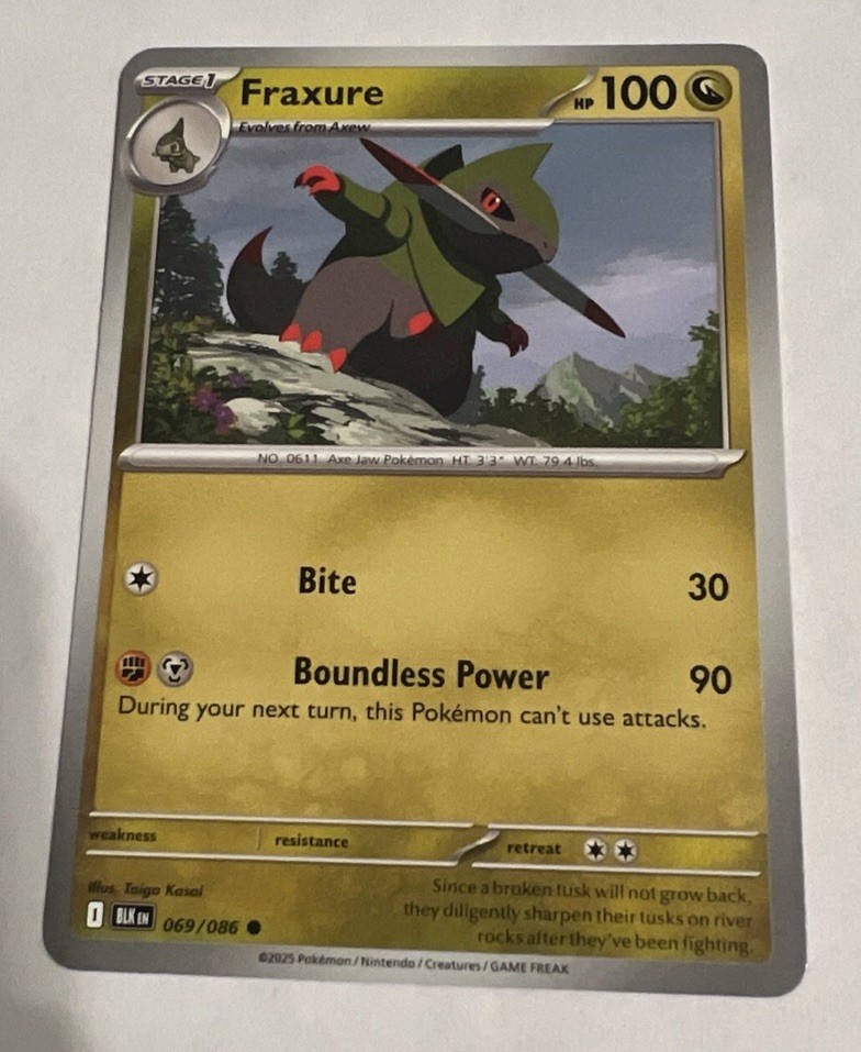 Fraxure 069/086 SV Black Bolt Pokémon Card NM English