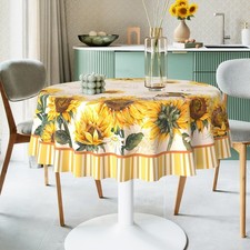 Hexagram Sunflower Tablecloth 70x70 Inch Round Summer 70" Round ,
