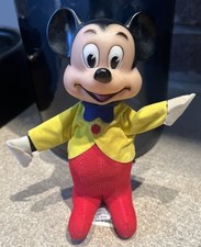 1960's Disney Mickey Mouse Plush Doll Rubber Face 6" Japan VTG Pre-Own
