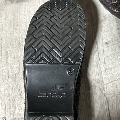 Dansko Clogs Women's 39 Black Vegan Leather Slip On Shoes US 8.5 Colorful - Picture 3 of 4