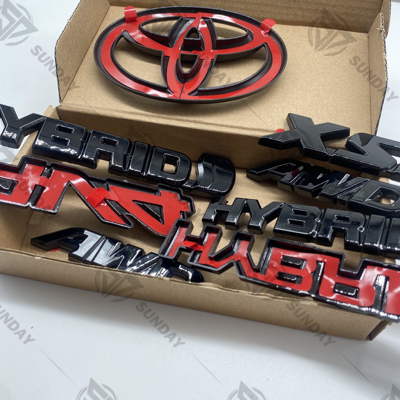 8pcs GLOSS BLACKOUT EMBLEM OVERLAY KIT FOR RAV4 HYBRID XSE AWD BADGE 2019 - 2025