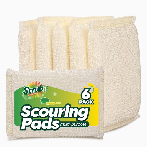 6 Scrub Sponges Kitchen by SCRUBIT, Multi-Purpose Scouring Pads, Non-Scratch ...