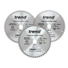  Trend CraftPro Table Saw Blade 250 x 30mm x 48T/60T/84T (Pack 3) TRECSB250P3