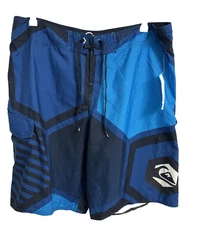 Quicksilver Men's 38 Cypher Hex Royal Blue Swim Trunks Board Shorts Beach Surf