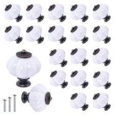Acrylic Pumpkin Knobs, White Cabinet knobs Set of 20 Vintage Decorative Handl...