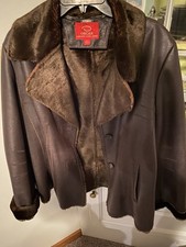 Oscar de La Renta Chocolate Faux Shearling Coat Extra Large