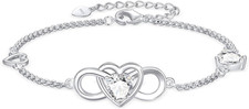 Bracciali Argento 925 Donna, Infinito Bracciale Donna Cuore Infinity Zirconi Reg