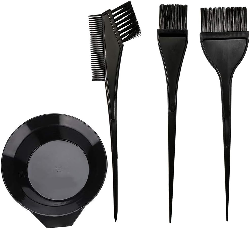 Hair Dye Application Set with Brush and Mixing Bowl - Black