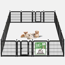 Dog Playpen for Indoor  Outdoor, 24 inch 16 Panels Metal Puppy Playpen for P...