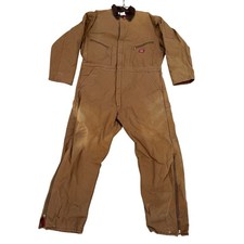 Dickies Mens Insulated Duck Canvas Coveralls Brown Work Jumpsuit 46/48 Reg -READ