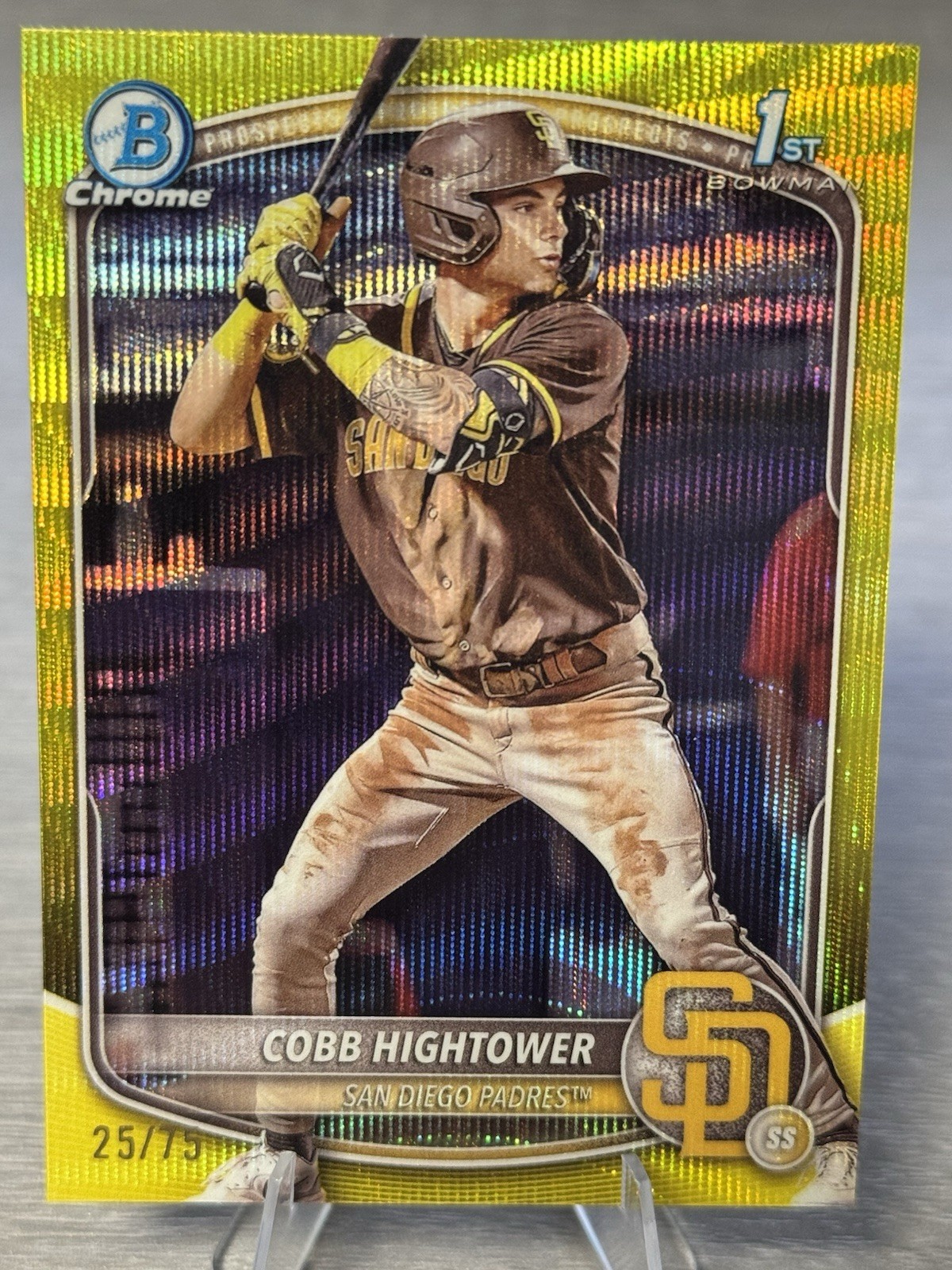 🌴⚾️COBB HIGHTOWER 2025 Bowman Chrome 1st Yellow Wave Refractor /75 #PADRES!⚾️🌴