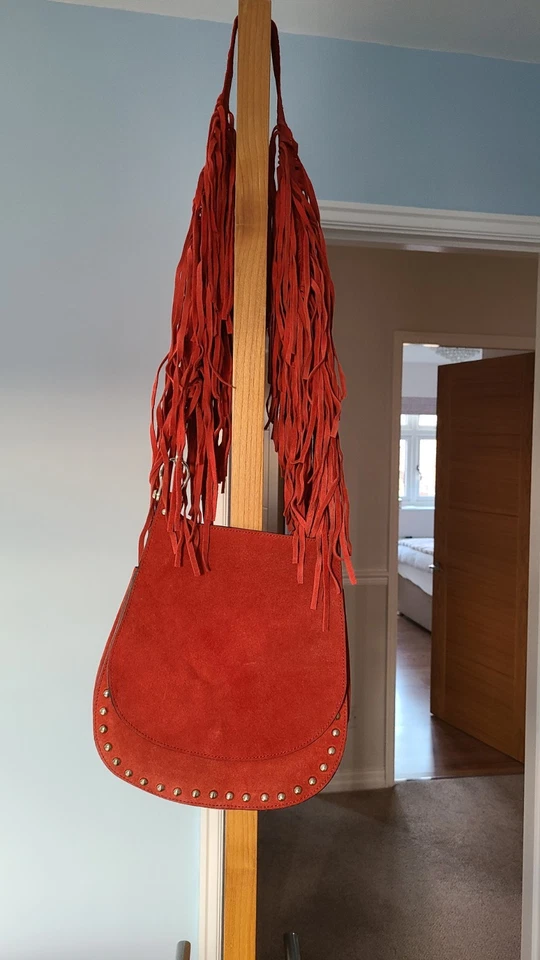 River Island Suede Leather Festival Bag In Burnt Orange - Image 3 of 4