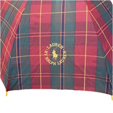Polo Ralph Lauren Tartan Plaid BIG PONY Doorman Wood Hook Umbrella VINTAGE 90s