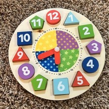 Melissa  Doug Wooden Sorting Montessori Shape Sorting Clock Puzzle