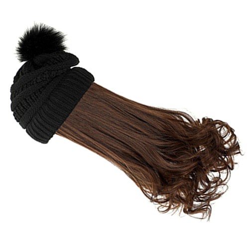 Warm Wig Hat Ladies Knit Hats Novelty Headwear with Attached Wigs - Picture 8 of 12