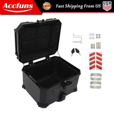Motorcycle Trunk Horn Pattern Top Case Tail Box Waterproof Luggage 45L ABS Black