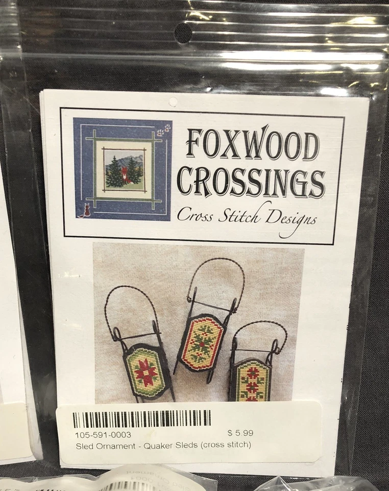 Lot of 2 - Foxwood Crossings Sled Ornament Counted Cross Stitch Charts & 4 Sleds - Image 3 of 4
