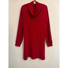 Karen Kane Womens XL Red Cowl Neck Long Sleeve Knit Shift Dress A Line MINT