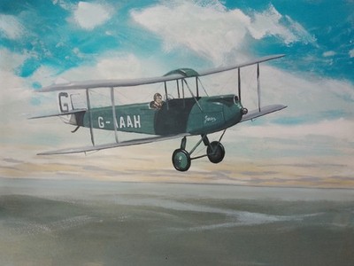 Original Gemälde ''Zigeunermotte'' Luftfahrtkunst, kein Druck. Signiert 24x18 cm