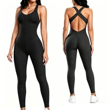 Women's Workout Jumpsuits Sleeveles Racerback One Piece Yoga Gym Bodycon Romper