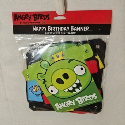 Vintage Angry Birds Happy Birthday Banner Rovio 2012 Sealed NOS Party Decor