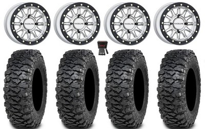 Raceline Alpha Hyper 15'' Wheels Silver 32'' Savage XT Tires Pioneer 1000 / Talon