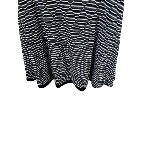 Anne Klein Black, White, Gray Short Cap Sleeve Striped Dress Size 6 - Picture 2 of 5