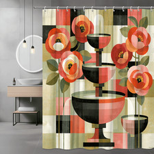 Abstract Floral Shower Curtain with Geometric Flower Print