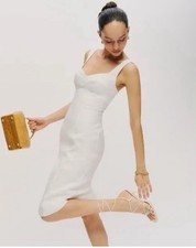 Reformation 100 % linen Thea White Midi Dress Sz 6
