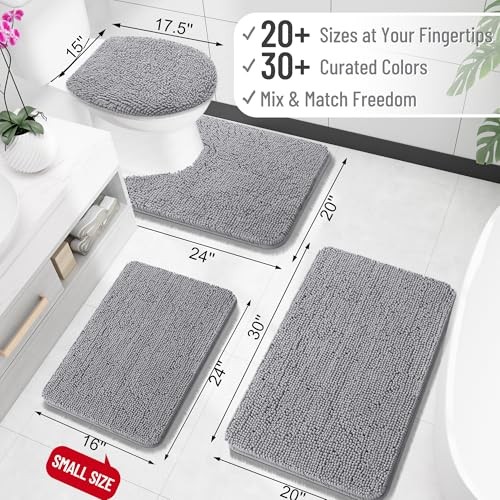 Alfombras de Baño 30x20, Alfombras de Baño Chenilla Absorbentes Extra Suaves, 30" x 20" Gris - Imagen 3 de 7