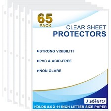 Clear Sheet Protectors 65 Pack 8.5 x 11 Inch Top Loading Page Protectors for 3