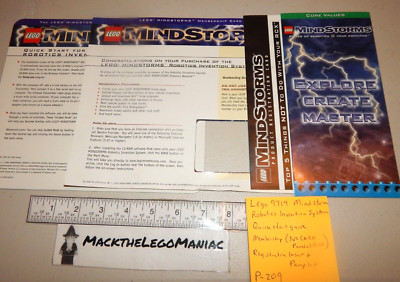Lego 9719 Mindstorms Quick Guide Registration Inserts Only Robotics Invention