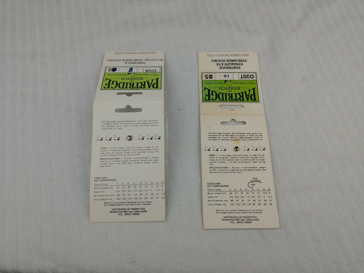 Partridge of Redditch Bucktail D4A #8, Straight Eye D3ST #10