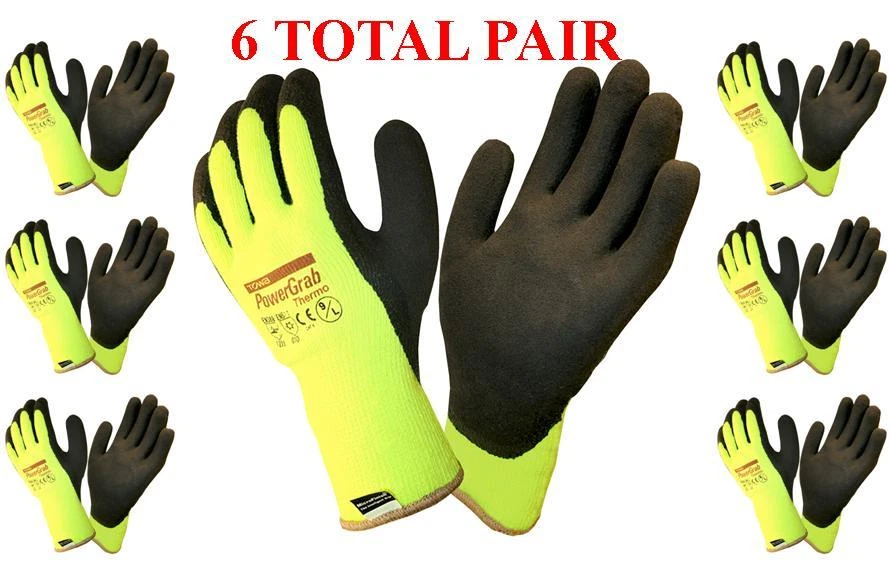 PIP USA PowerGrab Thermo Lined Winter Work Glove, Lime 41-1405 , Choose Size, 6 PAIR